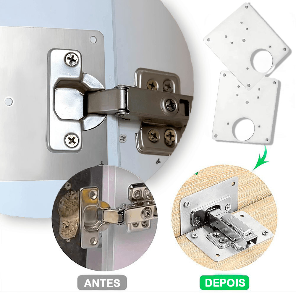 Kit Modern Lar ReparaFácil™ / Suportes Premium para Restauração de Dobradiças!