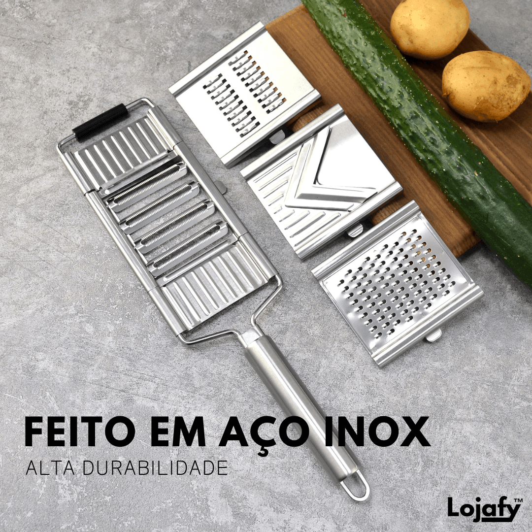 RalaMAX™ - Ralador Multiuso Em Aço Inox + 4 Lâminas + Brinde Exclusivo